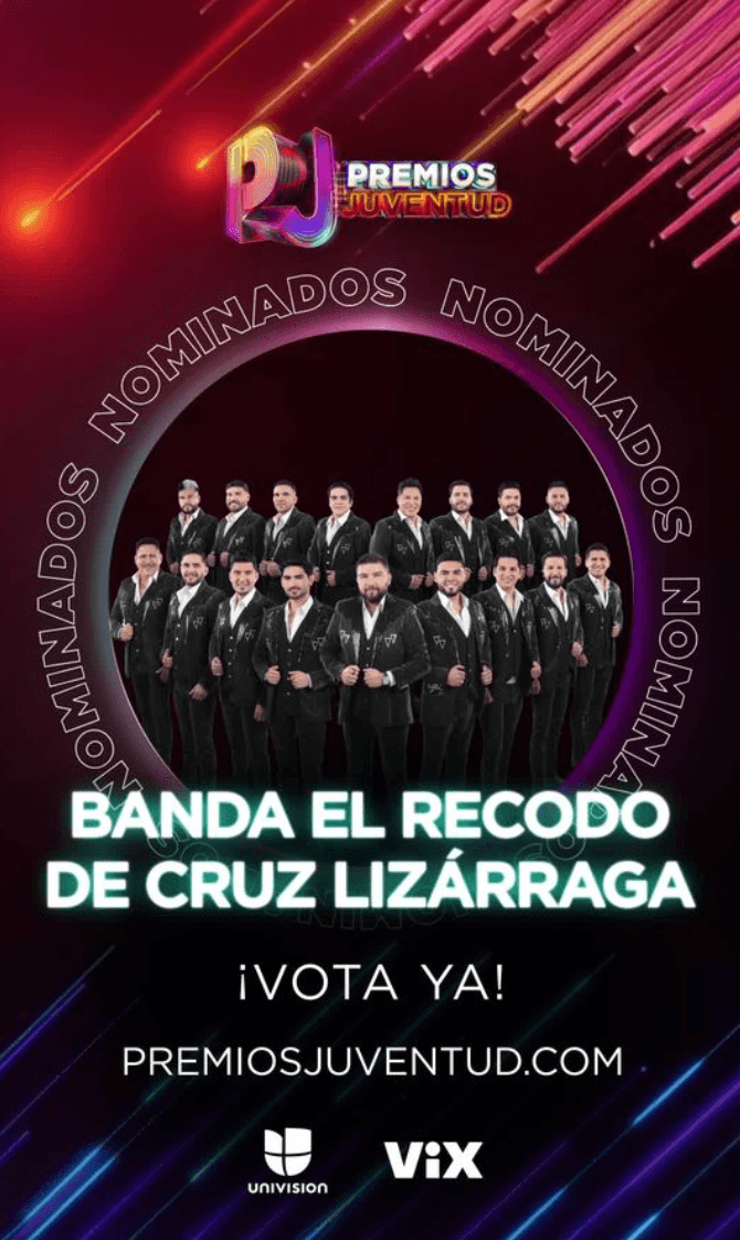 BANDA EL RECODO DE CRUZ LIZÁRRAGA RECIBE NOMINACIÓN A PREMIOS JUVENTUD 2026
